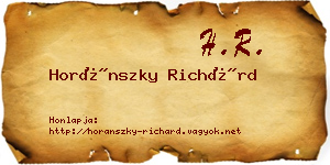 Horánszky Richárd névjegykártya